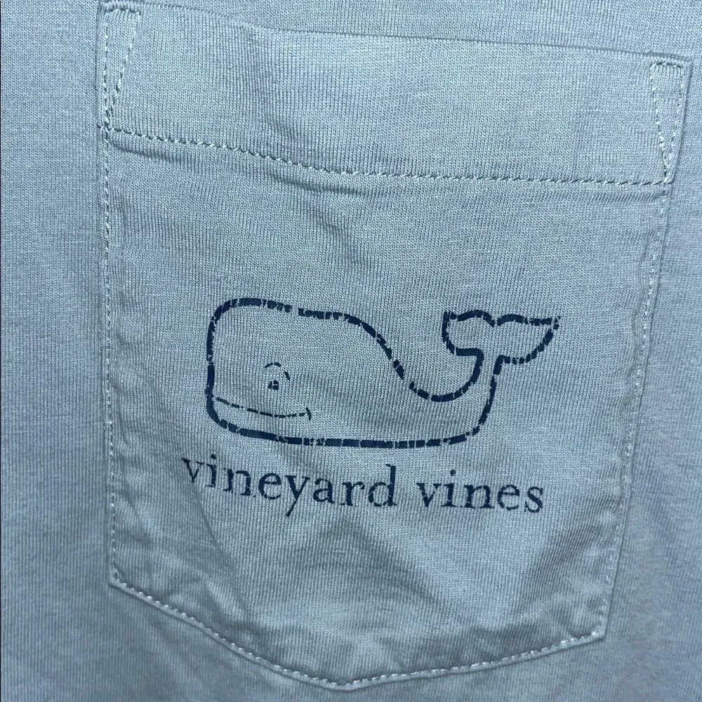 Blue Gray Vineyard Vines Sailing Yachting Boating Pocket LS T shirt S Big Whale
